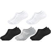 LO SHOKIM No Show Cotton Socks for Girls and Boys - Low Cut, Breathable, Non-Slip Short Socks for Kids - 5/10 Pairs
