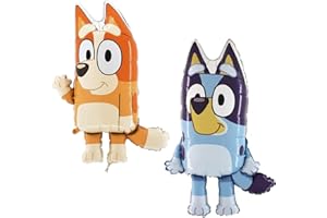 Toyland® Pack Of 2-32 Inch Bluey Foil Balloons - 1 x Bluey & 1 x Bingo Shaped Character Foil Balloons