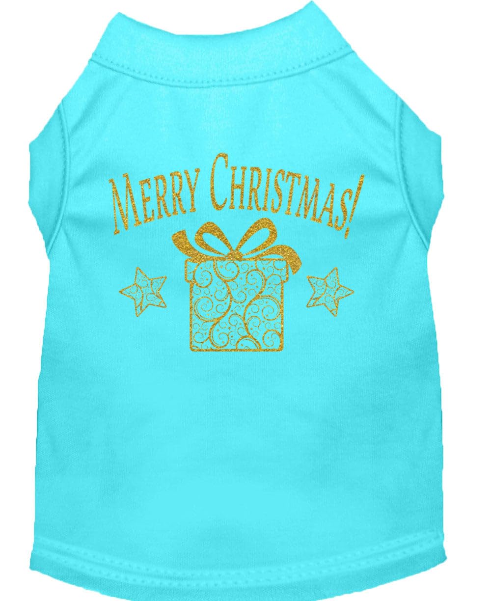 Mirage Pet Products Golden Christmas Present Dog Shirt, X-Small, Aqua
