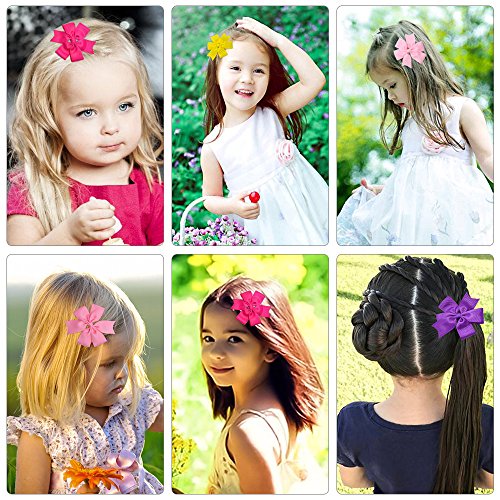 image for Baby Girl Hair Bows Clips Grosgrain Ribbon 3” 40 Pcs, Pinwheel Bouti