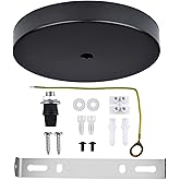 Arturesthome 7" Modern Rewind Ceiling Canopy Kit,Black Single Hole Ceiling Plate for Pendant Lights or Chandelier Fixture