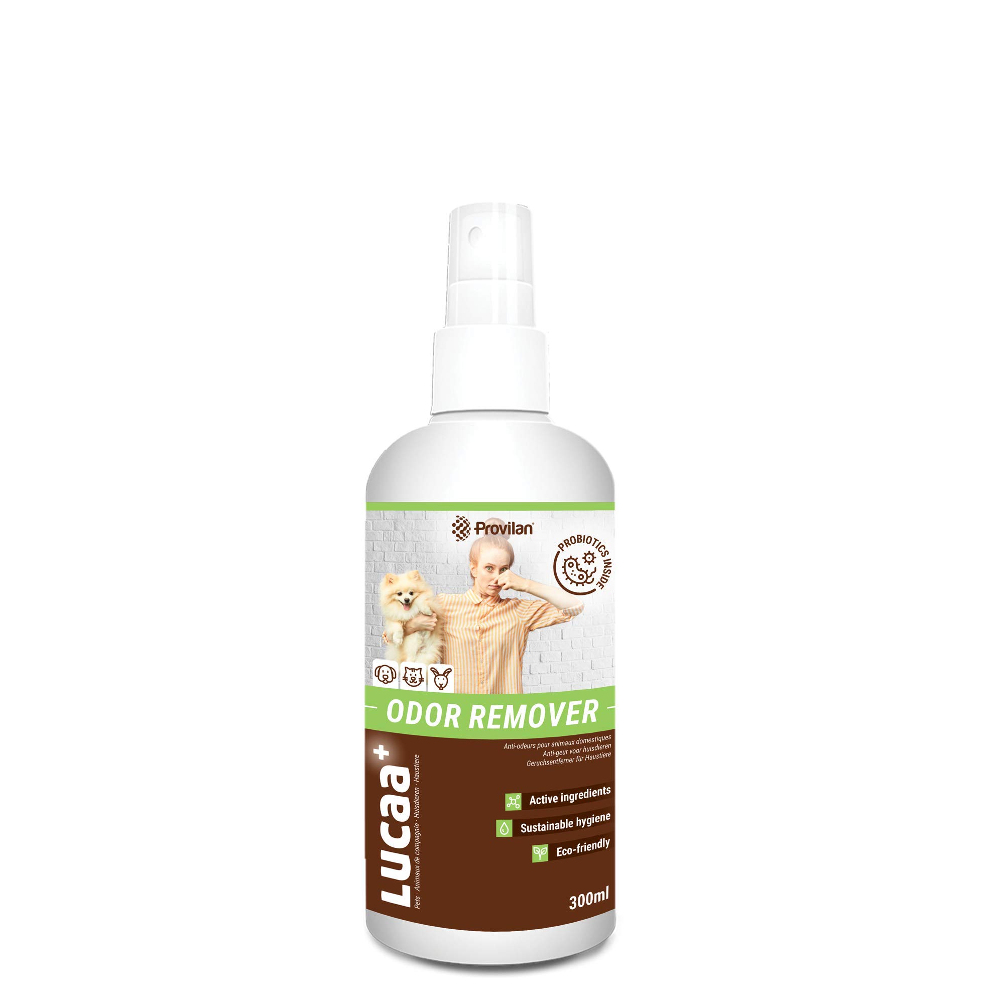 LUCAA+ Odor Remover/ Bad Smells Destroyer Pets/Dogs/Cats 300 ml | Odor Eliminator with Probiotics | Bio, Vegan & Natural