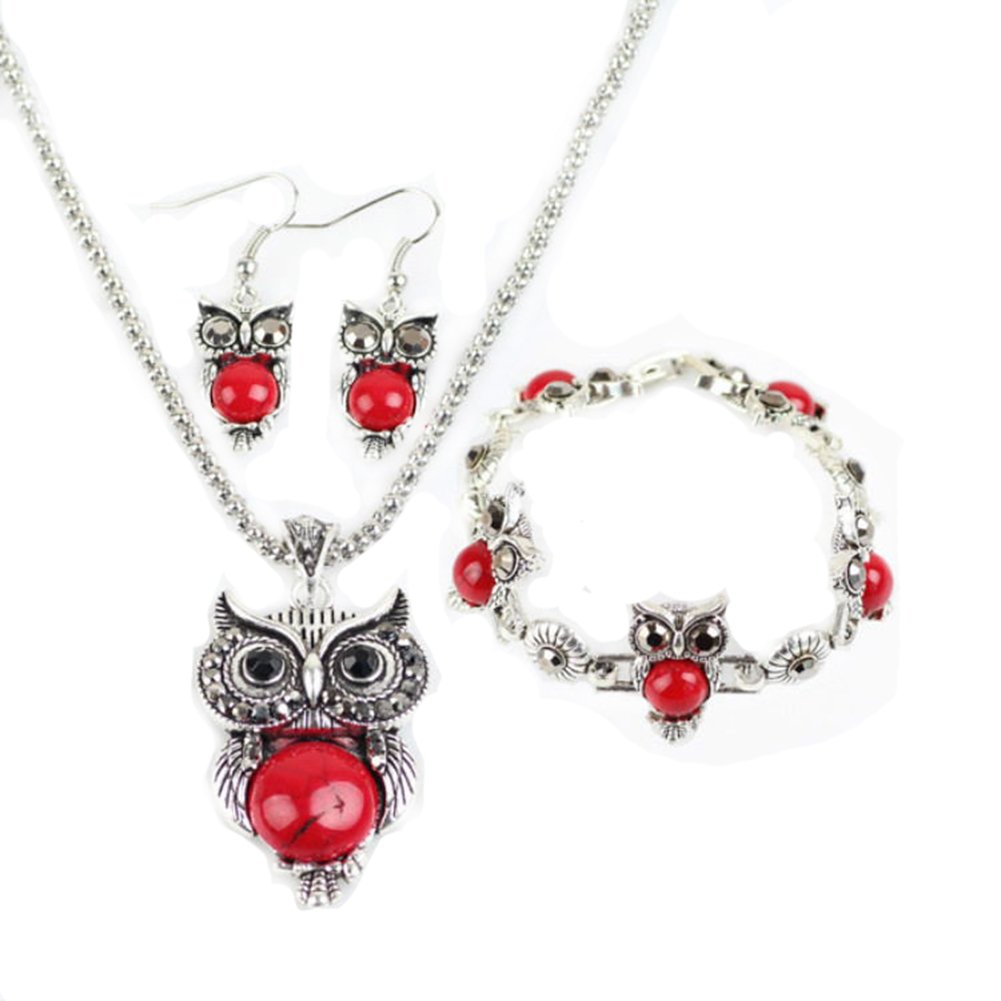 Scrox Set Collar Pendientes Pulsera Retro Mujer Elegante Conjunto Plata Collar Pendiente