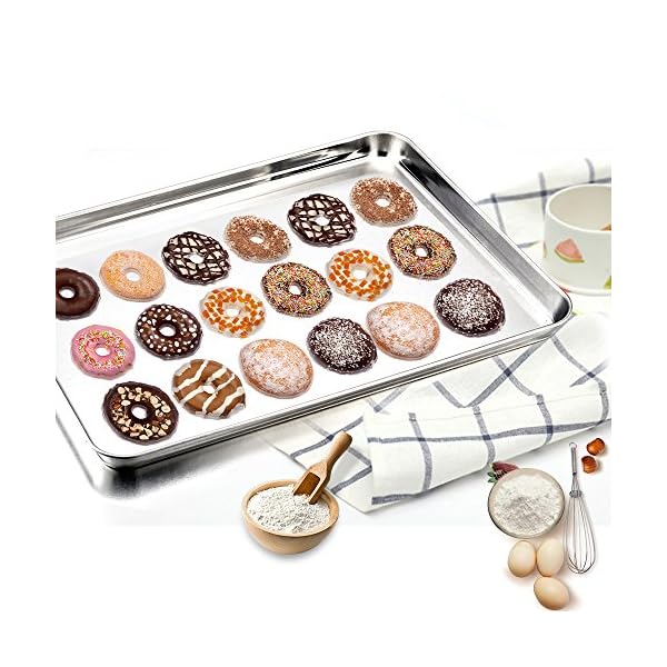 Baking Tray, Stainless Steel Baking Sheet Cookie Tray Professional, 40 x 30 x 2.5 cm, Non Toxic & Healthy, Mirror Finish…