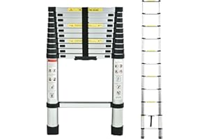 DICN Telescoping Loft Ladder Extension Ladders 10.5ft 330lbs Max Load for Attic Loft RV Roof Home Office, Aluminum Light Weight Easy to Carry or Storage Stepladder Telescopic Ladder