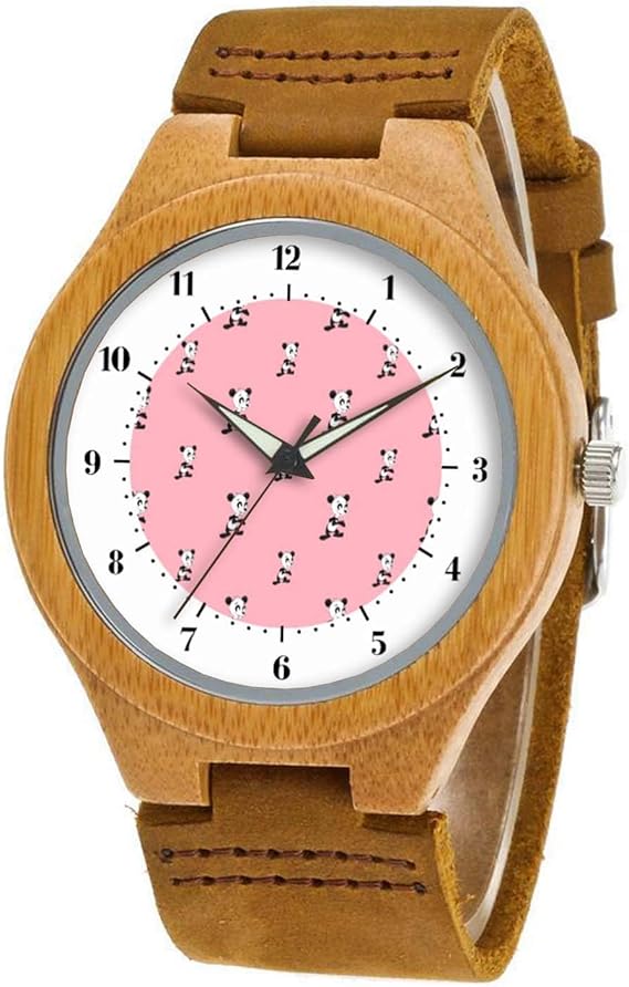 Amazon 木製腕時計 ウッドウォッチ 竹の木 腕時計レディース時計 メンズ アナログ腕時計 029 漫画パンダ柄腕時計 本革バンド 天然木 クリスマスプレゼント 贈り物 メンズ腕時計 腕時計 通販