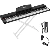 ZHRUNS Digital Piano 88 Key Weighted, Full Size Electric Keyboard Piano for Beginners, Portable Piano Keyboard with Sheet Music Stand, Sustain Pedal, Power Adapter, Black (Keyboard Only)