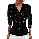 Womens Tops Vneck Blouse for Women Long Sleeve Formal Elegant Sequin Sparkly Mesh Fall Summer Shirt 2026