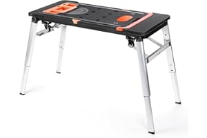 Rengue Multifunctional Folding Work Table, Portable Work Benches with 7 Modes as Workbench, Sawhorse, Scaffold, Hand Truck and More with 4 Wheels