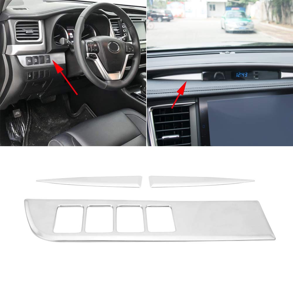 Photo 1 of Senzeal ABS Car Interior Central Dashboard Console Cover Trim Frame for Toyota Highlander 2014 2015 2016 2017 2018 2019 3PCS