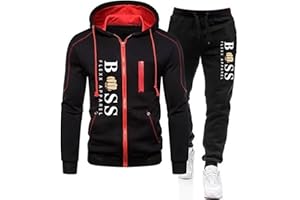 Mens Tracksuits 2 Piece Hood Full Zip Sweatsuits Set Jogging Suit Sets Winter Running Sweatpants Suits Fall Outfits