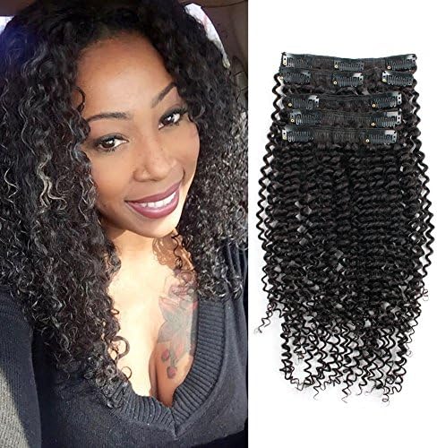 OrderWigsOnline 60gram/set With 5 Pieces Natural Looking Afro Kinky Curly Clip In Hair Extension 8A Grade Double Wefts Curly 3B 3C African American Clip In Hair Extensions For Black Women