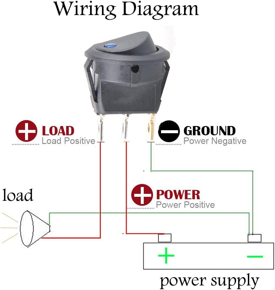 DONJON Illuminated Rocker Toggle Switch,10pcs Mini ON/OFF SPST switch with Pre-soldered 16AWG Wires,12V 20A/24V 10A Round Rocker Switch for car,Light,Truck,Machine,Boat,Motor,3 Pins 2 Positions(green) - Image 3