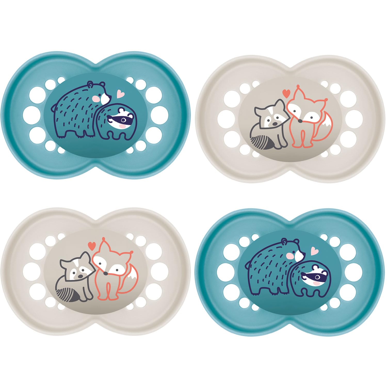 MAM Original Silicone Dummy 16+ months SkinSoft Silicone, 4 pieces - value pack Winter Dream, 2 travel boxes