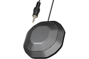 Gaming Mic 360° Omnidirectional Desktop Microphone for PC Laptop with 3.5mm Jack 3 Meters Pick Up Distance Portable Mini Mic 