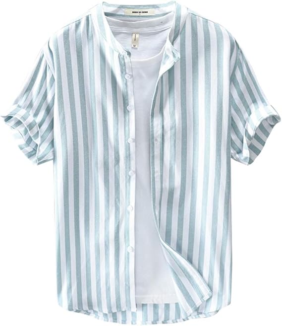 Amazon リネンｔシャツメンズ 綿麻tシャツ 夏服 メンズ Tシャツ リネンシャツメンズ 7分袖シャツ 半袖シャツ 綿麻ストライプ プレミアム 綿麻リネンシャツ クールビズ Tシャツ カジュアルシャツ カットソー トップス カットソー Tシャツ カットソー 通販