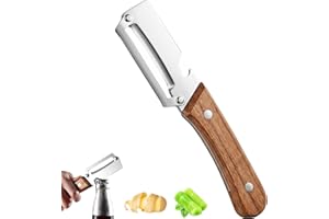 Xeaaou Multifunctional Vegetable Peeler - Zero Snag Wooden Peeler, 2-in-1 with Stainless Steel Blade & Bottle Opener for Frui