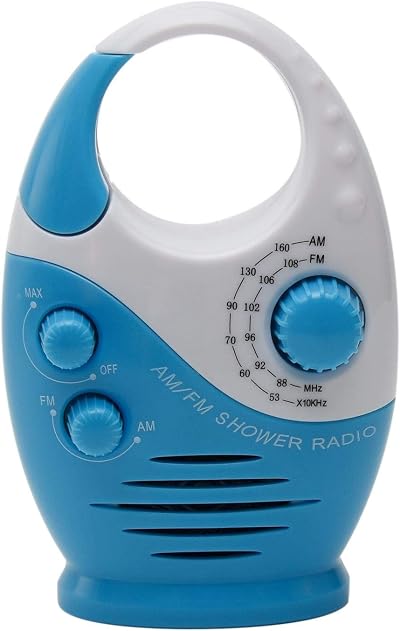Faderr Waterproof Shower Radio AM FM Portable Speaker Top Handle Mini Battery
