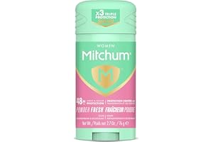 Mitchum Women Solid Stick Antiperspirant and Deodorant, 48H Sweat & Odour Protection, Powder Fresh, 76g