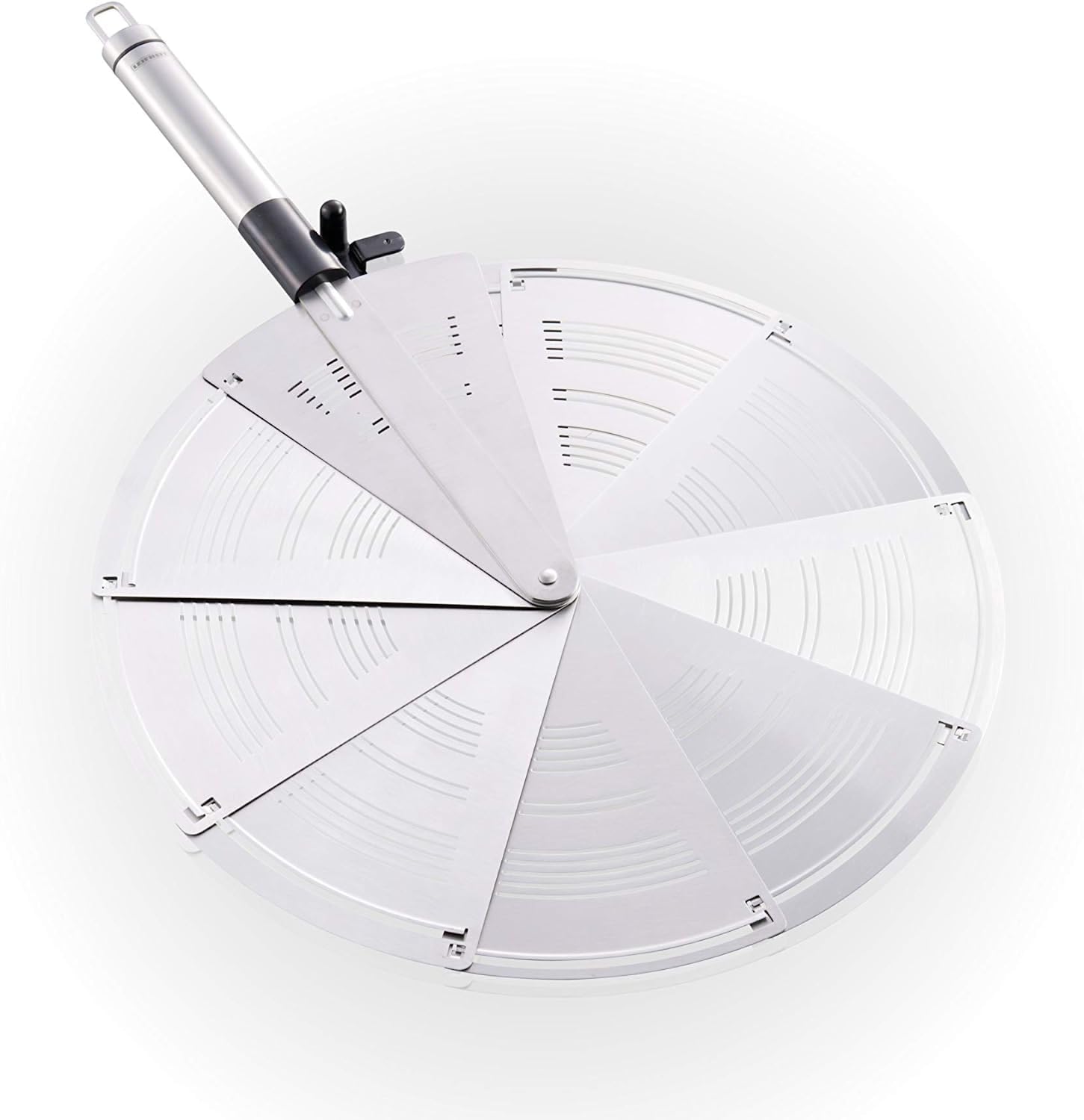 Leifheit Proline Splash Guard, Kitchen Space Saving Spray Guard, Spatter Cover, Suitable for pans up to 28 cm, Stainless Steel, Oval Shapped handle for Comfortable Use, Fry Pan Cover