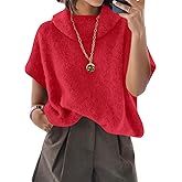 ZDC Womens Oversized Turtleneck Sweaters Short Batwing Sleeve Casual Slouchy Loose Fit Lightweight Pullover Knit Tops