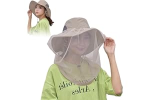 AJFHKJ Mosquito Net Hat Women Men Bug Net for Head,Mosquito Net Sun Hat Bucket Hat Fishing Hat with Net Mesh Beekeeper Garden Hat