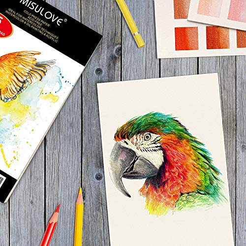 MISULOVE Watercolor Pads, 9x12", Glue Bound, AcidFree Paper, 35 Sheets