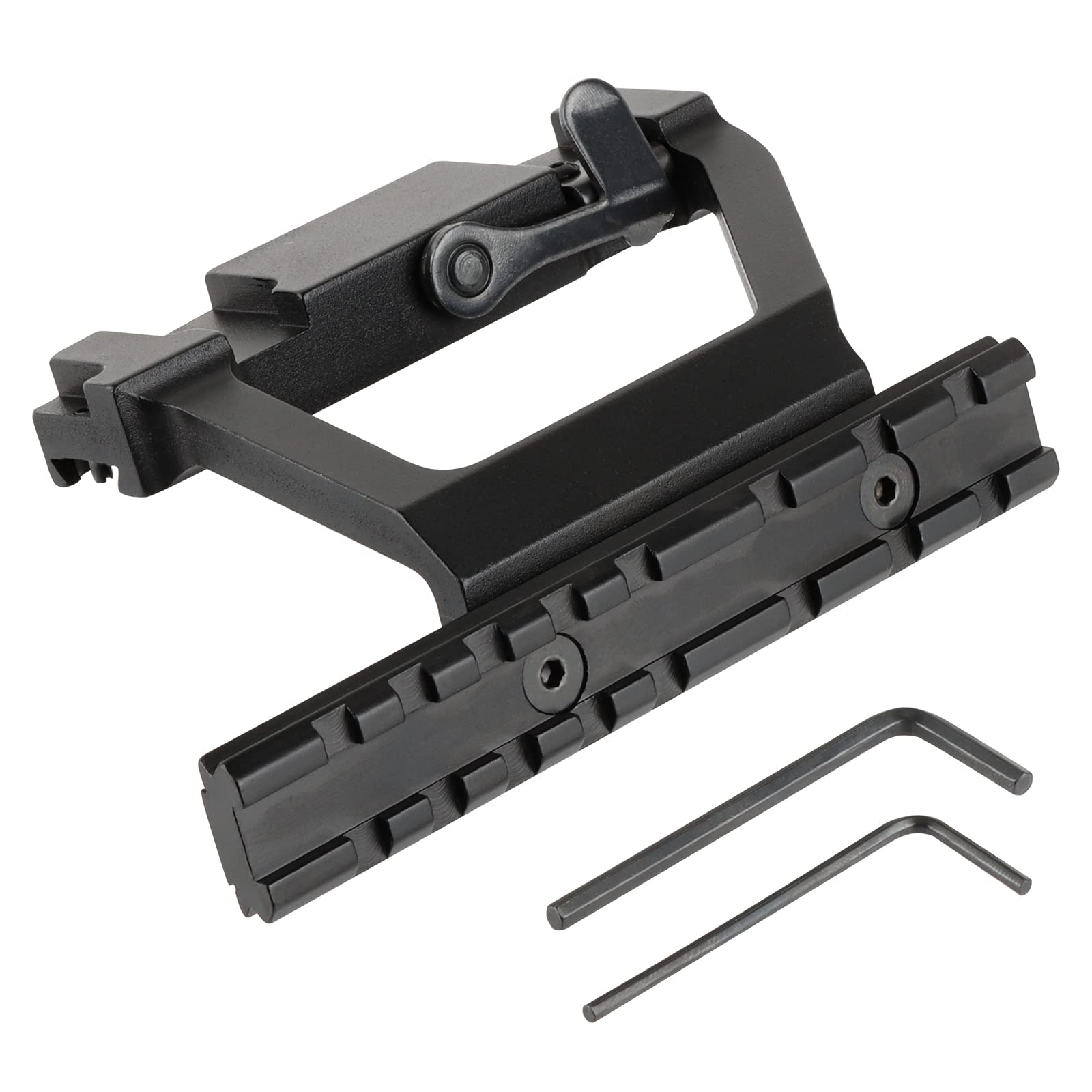 FOCUHUNTER Tactical Metal Top Rail Mount AK74U Side Locker QD Picatinny Rail Scope Mount Sight Steel Mount Weaver AK Side Mount for Outdoor Hunting Aluminum Black Matte