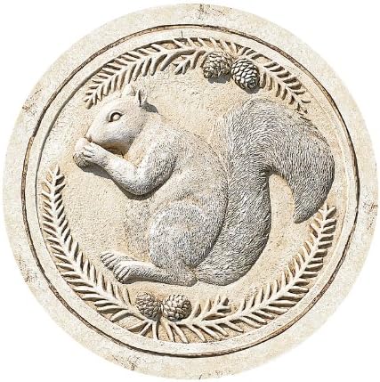 Roman Garden Collection Resin Garden Stone Hanger is Embossed with a Squirrel in The Center, 12-Inch