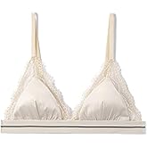 Satin Triangle Bralette,Comfort Wireless Lace Bralette with Removable Padding for A-B Cup