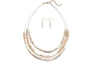 Errally Layered Clay Bead Necklaces for Women Boho Beaded Statement Necklace Costume Jewelry Sets for Women Mothers Day Gifts