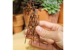 GENERIC Miniature Metal Fairy Garden Accessories Rusty Ornaments Vintage Decoration Mini Arch Gate Birdcage Bird House Pick Fence Lamp (Windmill)