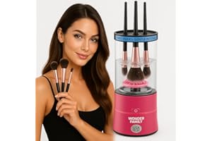 WONDER FAMILY 3-in-1 Electric Makeup Brush Cleaner & Dryer – Automatic Washer, Fast Air-Dry & Holder Stand – Cleans Brushes & Sponges, Portable Wireless USB-Rechargeable, Gentle on Bristles, Vanity & Travel Device