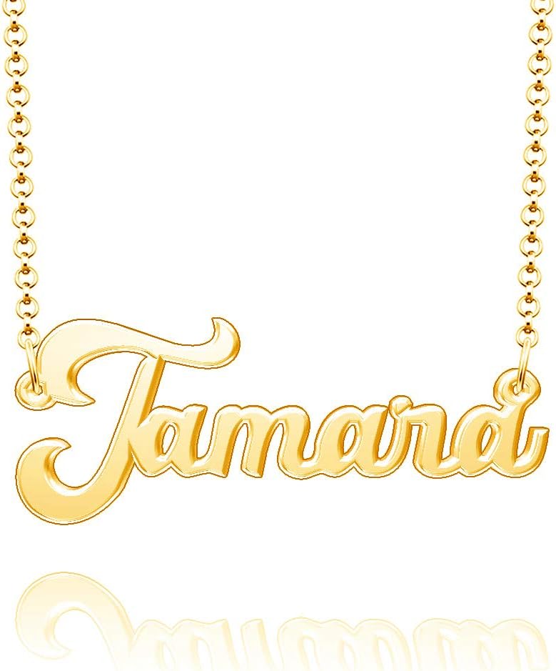 Personalized Name Necklace 24k Gold Plated Sterling Silver Custom Nameplate