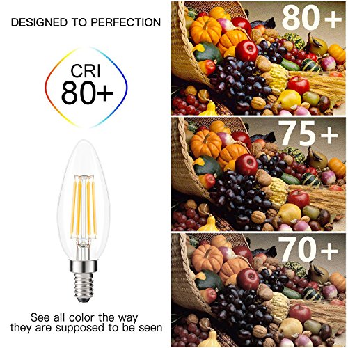 Otronics LED Candelabra Bulbs,CA10 4W(40W Equivalent)Clear Light Bulbs For Candelabra & Chandeliers, E12 Screw Base LED Light Bulb, Soft white 2700K, ETL Listed(6 Pack)