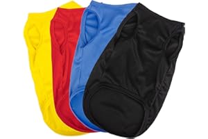Hozz 4 Pieces Dog Shirts Pullover Soft Blank Puppy T-Shirt Small Dogs Colorful Solid Pet Summer Clothes Red Yellow Blue Black Plain Shirts Sleeveless Outfit for Most Dogs Cats Puppy Pet no Shrink L