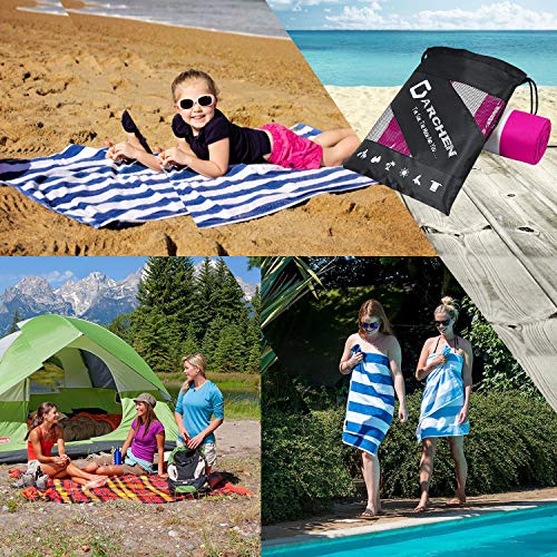 DARCHEN Microfiber Beach Towels Oversize Travel Beach Towel - Sand Free Quick Dry Towel for Swimming Pool, Extra Large 79x35.5, Large 31.5x63 for Kids Adult - Thumbnail 6