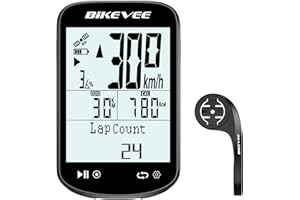 Bikevee GPS Bike Computer 2.6" – Wireless Bluetooth 5.4 & ANT+ Cycling Computer & Speedometer for Bike MPH, Odometer, IPX7 Waterproof Bicycle Computer for Road & MTB, Out Front Mount – Black
