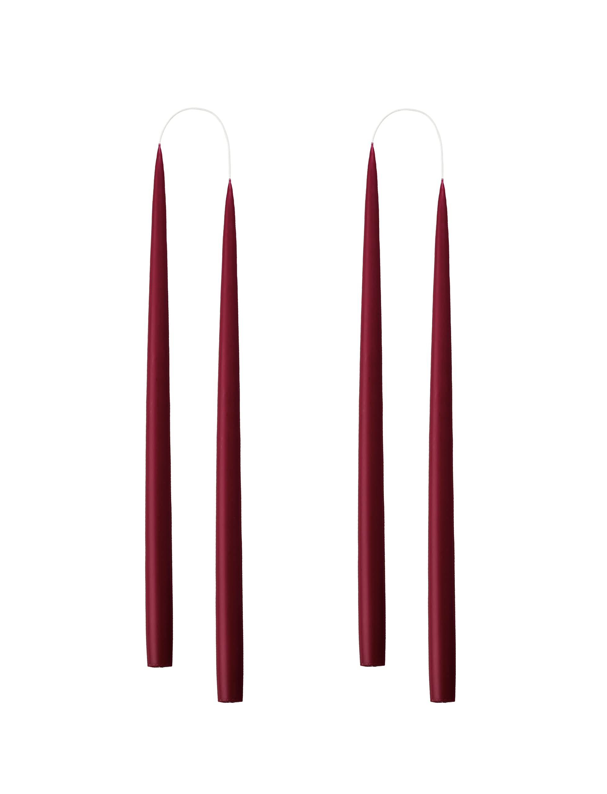Kunstindustrien® Tapered Candles, Made in Denmark, 42 Colours Available, Dripless & Smokeless Dinner Candles, Candles Long Burning 15 Hours, Unscented Candle Gift Set, 4pcs. 2.2x35cm (Light Bordeaux) — image 1