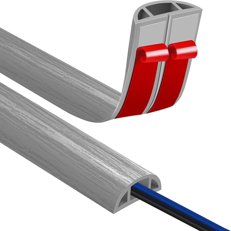 JAHOMFAI 3m Self Adhesive Floor Cable Protector Wire Cover Flexible PVC Cord