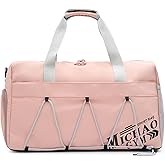 KEQIKAI Gym Bag for Men Women, Waterproof Sports Duffle Bag with Shoe Compartment & Wet Pocket, Small Travel Duffel Bag Overnight Carry on Weekender bag for Workout, Fitness, Overnight, Yoga - Pink