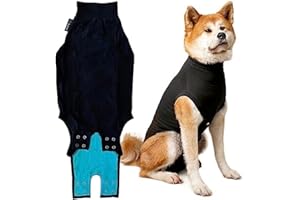 Suitical Recovery Suit for Dogs - Dog Surgery Recovery Suit with Clip-Up System - Breathable Fabric for Spay, Neuter, Skin Conditions, Incontinence - 26.4-29.9 Inches Neck to Tail - Large, Black