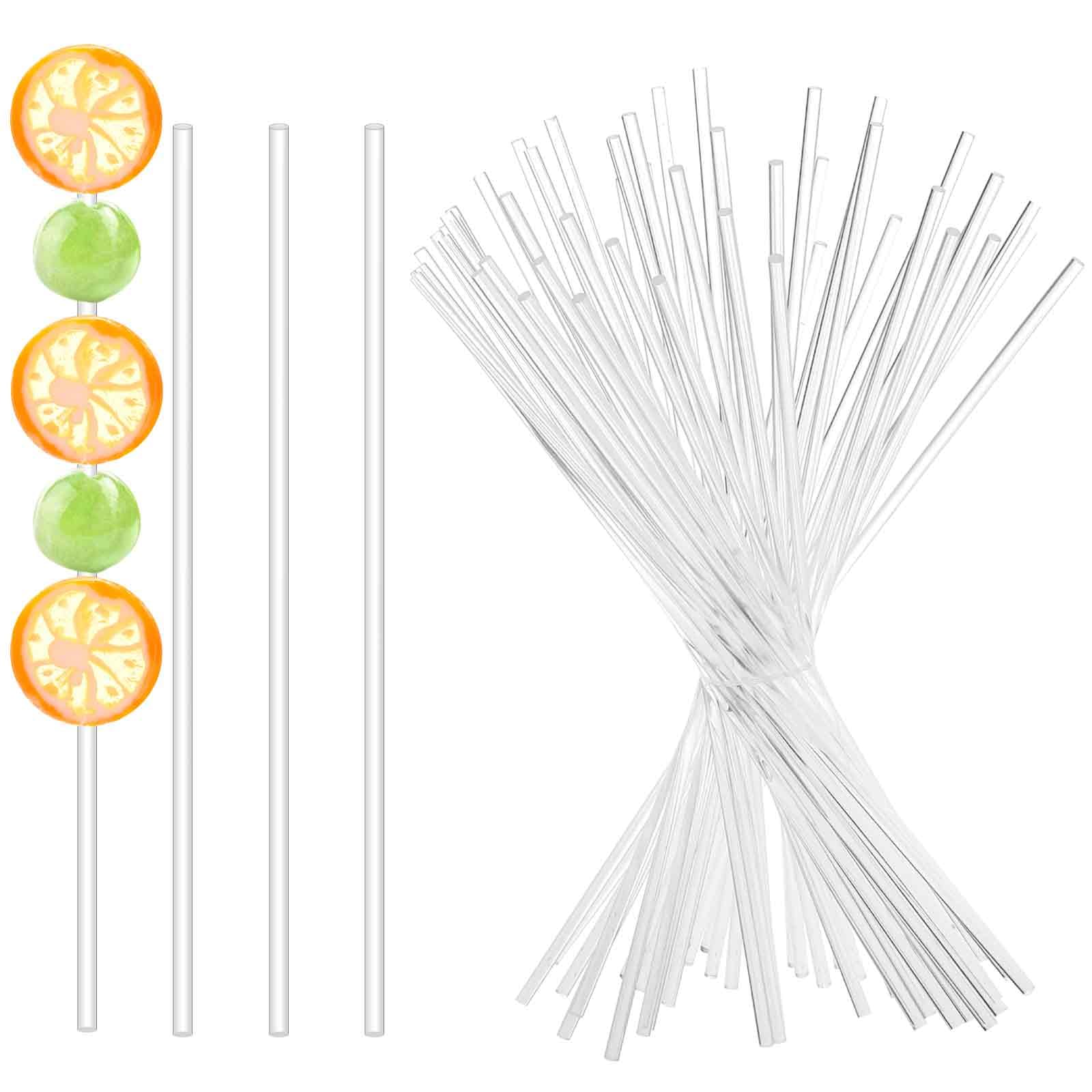 50 Pcs Acrylic Lollipop Sticks 8 Inch Cake Pop Sticks Clear Round Stir Rod Handmade DIY Reusable Cake Topper Sticks for Making Candy Dessert Lollipops Cake Cookie Pop Sticks (3mm Diameter)