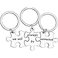 3PCS We Will Always Be Connected Keychain Set, Best Friends Keychains for 3, Friendship Keychain Jewelry Gift for Sisters Friends