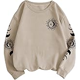 SweatyRocks Women's Fleece Graphic Oversize Sweatshirt Long Sleeve Crewneck Casual Pullover Hoodies Loose Y2k Tops