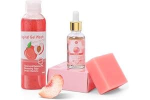 BASSI Feminine Wash & Yoni Oil & Yoni Soap Set for Women, Yoni Wash for Vaginal Ph Balance Remove Odor Moisturizing, 1 Fl.Oz Feminine Oil & 5.07 Fl.Oz Vaginal Gel 3.53 Oz Peach Yoni Soap