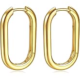 THOKUNA 18K Gold Plated 925 Sterling Silver Small Square Huggie Hoop Earrings for Women