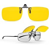 Goiteia Photochromic Night Driving Glasses Clip on for Men Women,Flip up, Anti Glare from Headlights/LED Bulbs, UV Protection