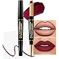 evpct 1Pcs Dark Plum Wine Red Lip Liner and Lipstick Set Kit for Women DNM Matte Lips Kit with Lip Liner Lip Stains Long Lasting Waterproof 24 Hour Lipstick and Lip Liners Combo Lipliners Pencil 06#