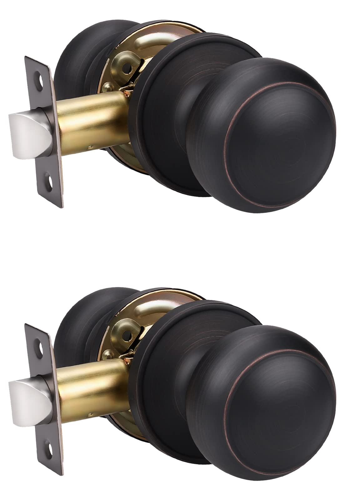 Photo 1 of KNOBWELL 2 Pack Oil Rubbed Bronze Indoor Door Knobs, Classic Passage Door Knob Set for Hall and Closet, Oil Rubbed Bronze Passage Door Knobs